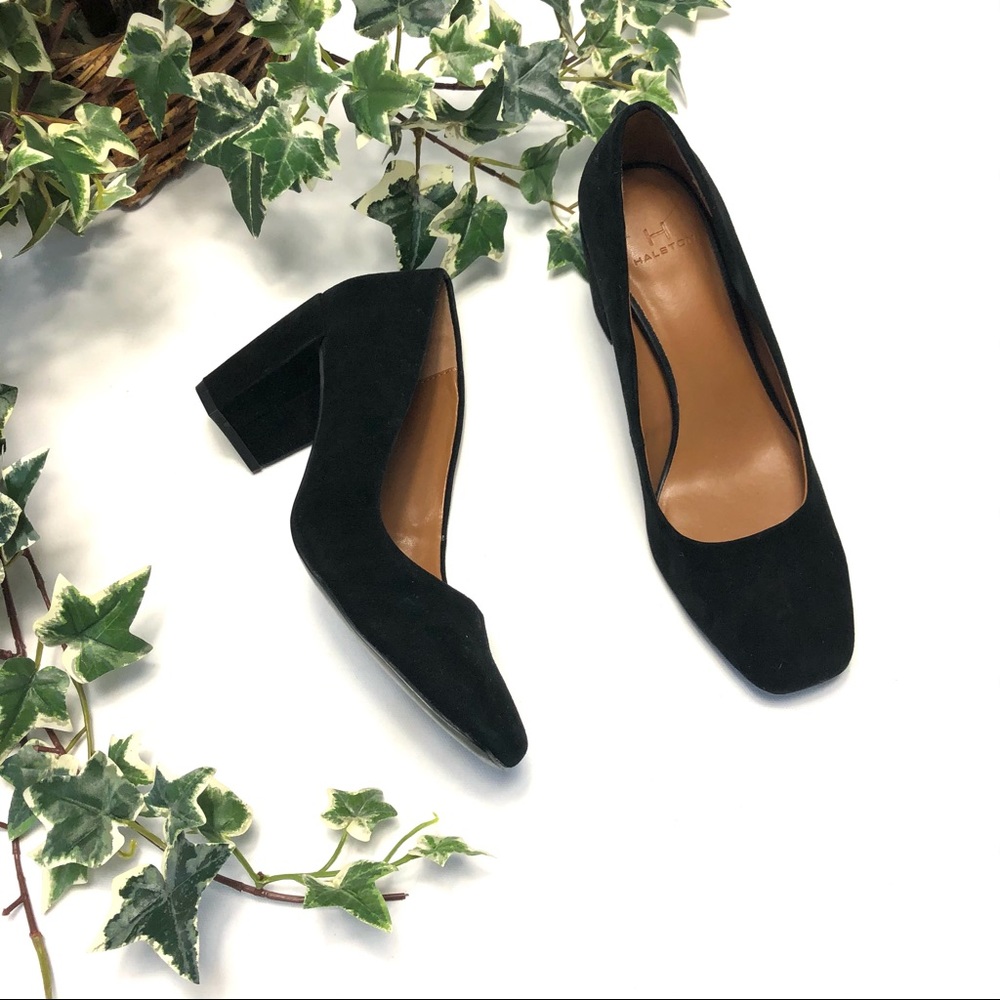 H by Halston Moyen Black Suede Heels Size - 7.5